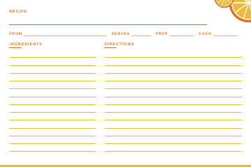 Citrus recipe card design, 4x6 front side