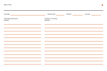 Minimal recipe card design, 4x6 front side
