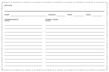 Typewriter recipe card design, 4x6 front side